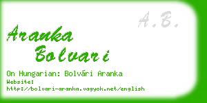 aranka bolvari business card