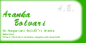 aranka bolvari business card